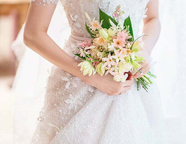 Mira Bride wearing Shine gown