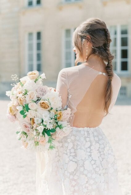 Mira bride wearing Maike gown