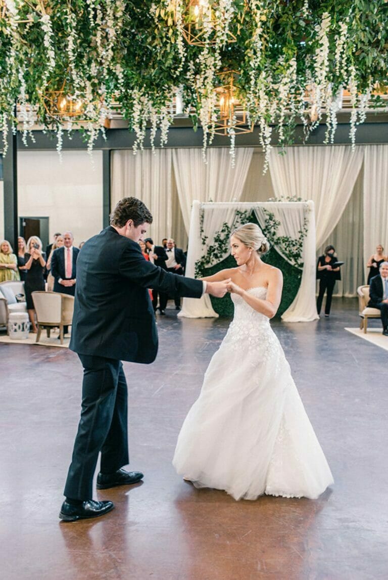 Meredith wearing Andi gown DANCING