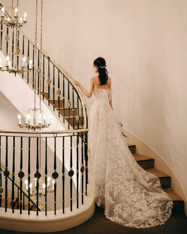 Mira bride wearing Jamie gown