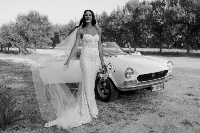 Lea wearing Chaz gown