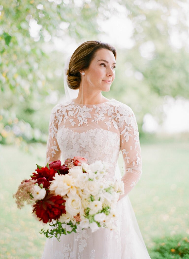 Alexandra wearing Messa gown & topper