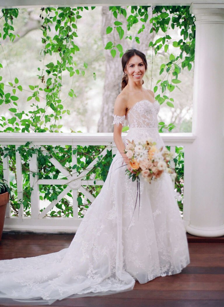 Lacie wearing Jamie gown & cuffs