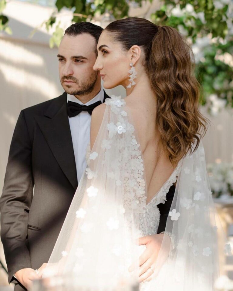 Cassandra wearing Zoie gown
