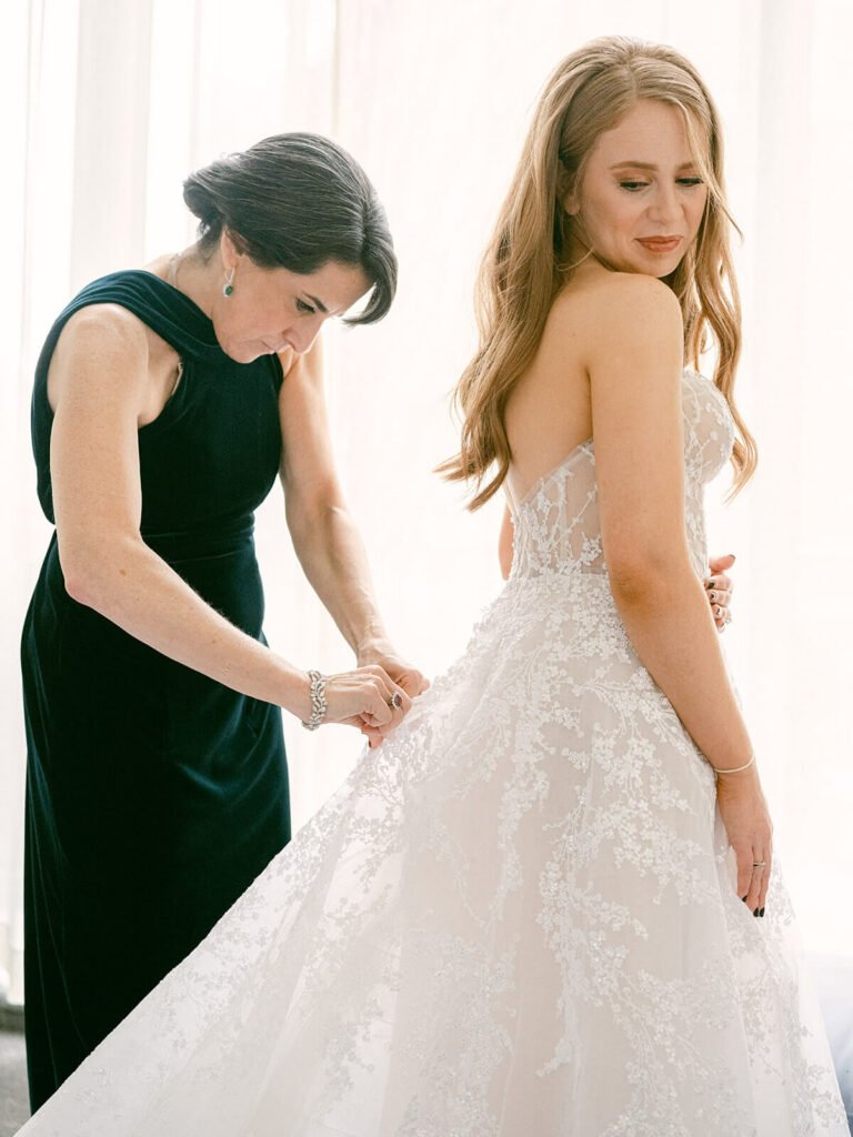Allie wearing custom Jamie gown