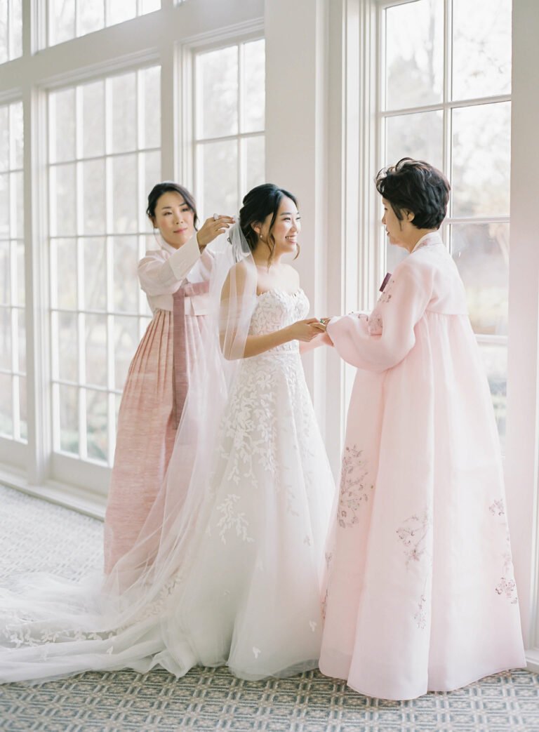 Hannah wearing Charla gown & draped sleeves