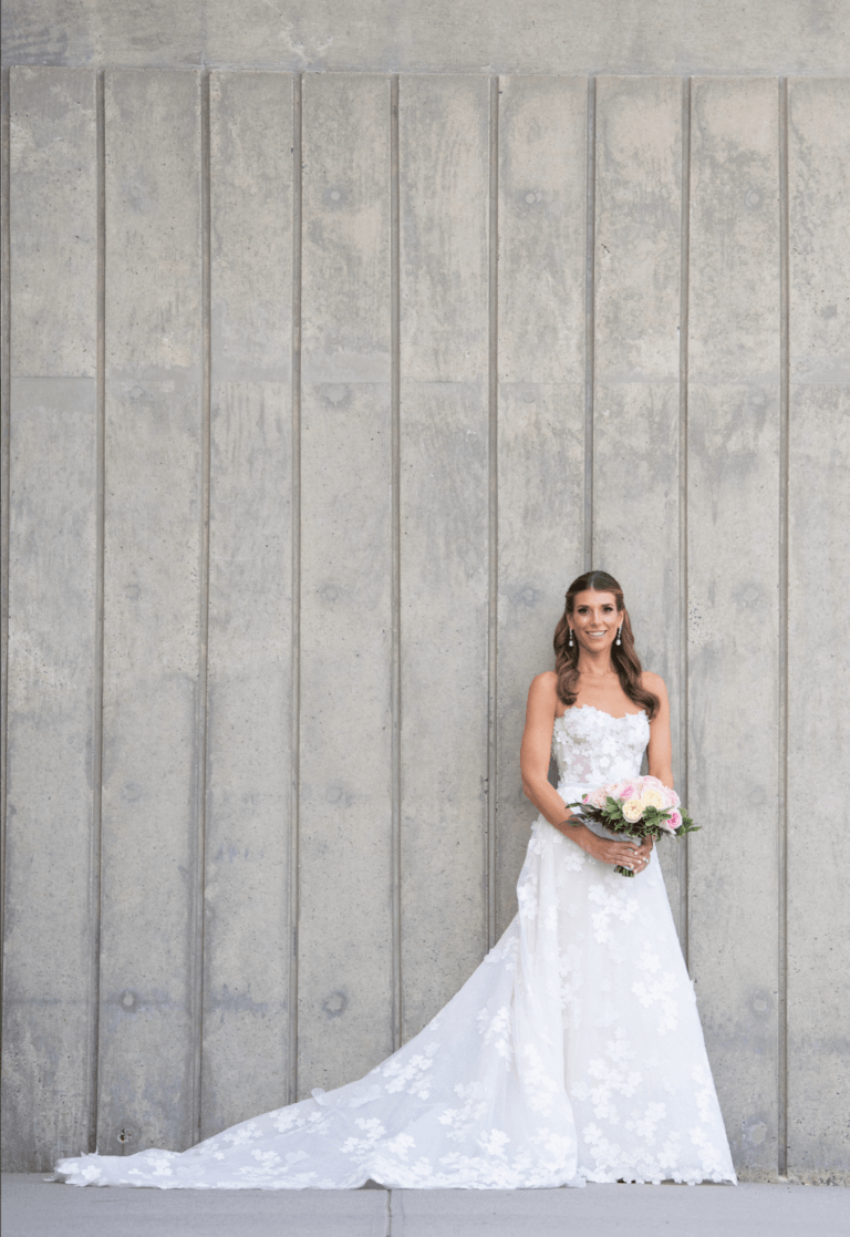 Chelsea wearing Kaylyn gown