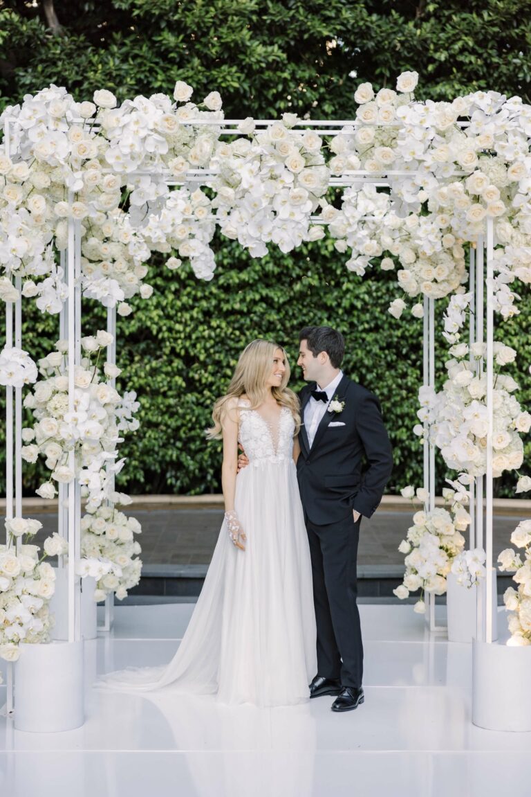 Dale wearing custom Sophia gown & gloves