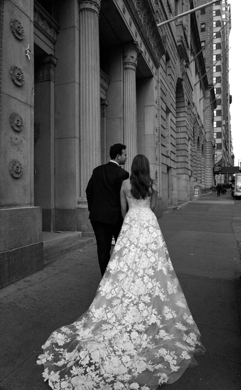 Miranda wearing Messa gown
