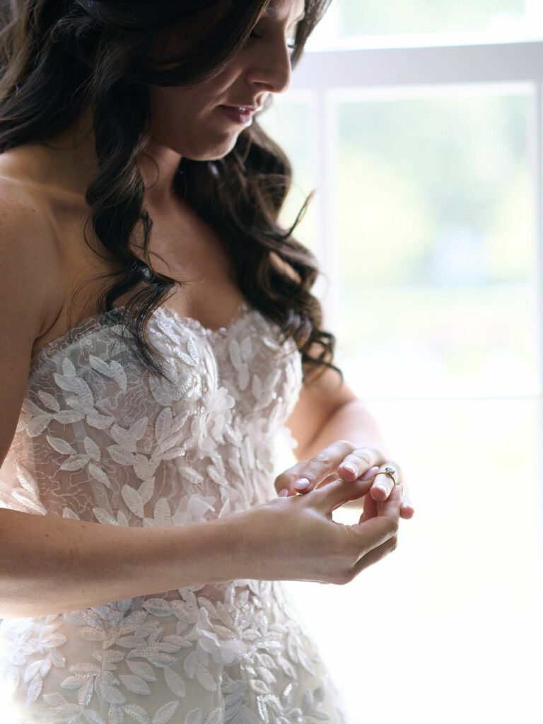 Alexandra wearing Audrey & veil