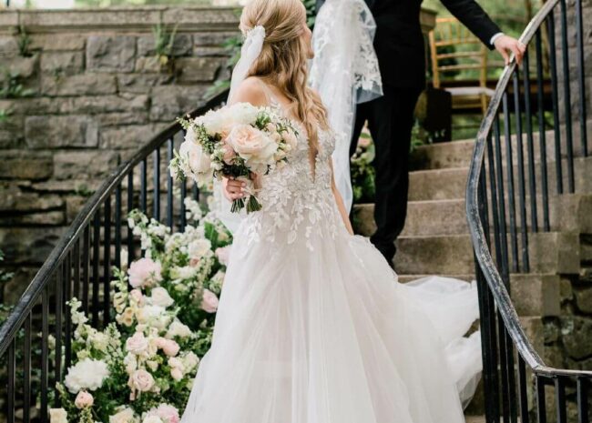 Anne wearing Elli gown & veil