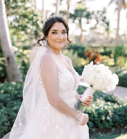 Sarah wearing Elli gown & veil