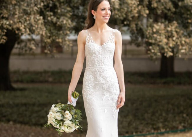 Anne wearing custom Chaz gown & veil