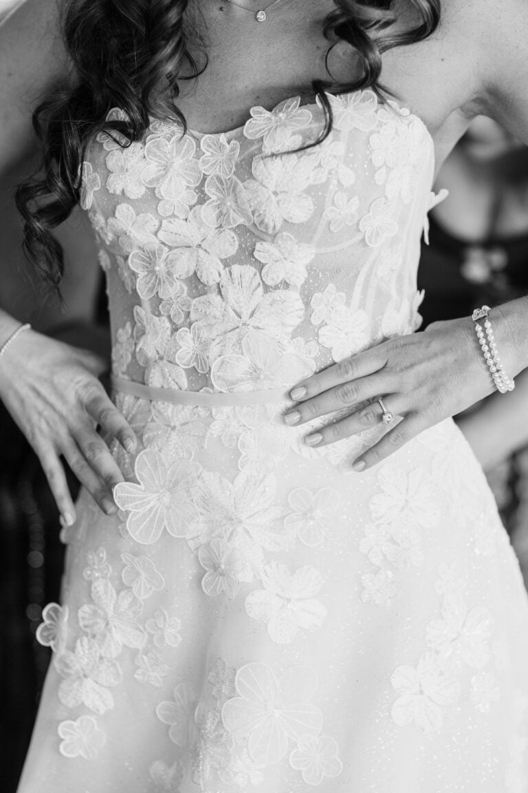 Melissa Reizner wearing Kaylyn gown
