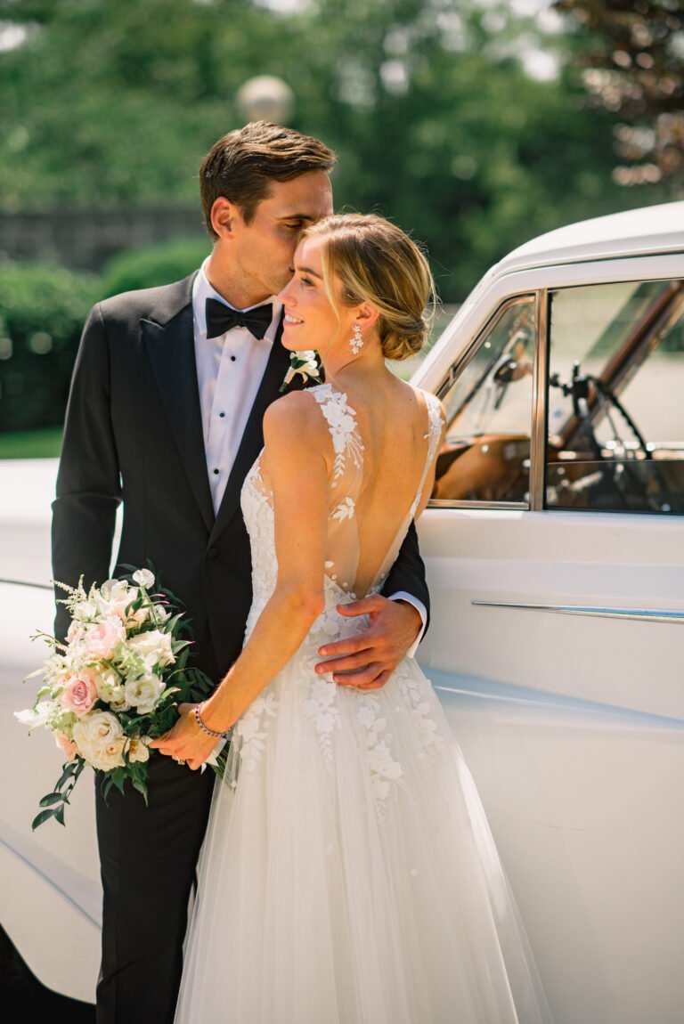 Caroline McNally wearing Sophia gown