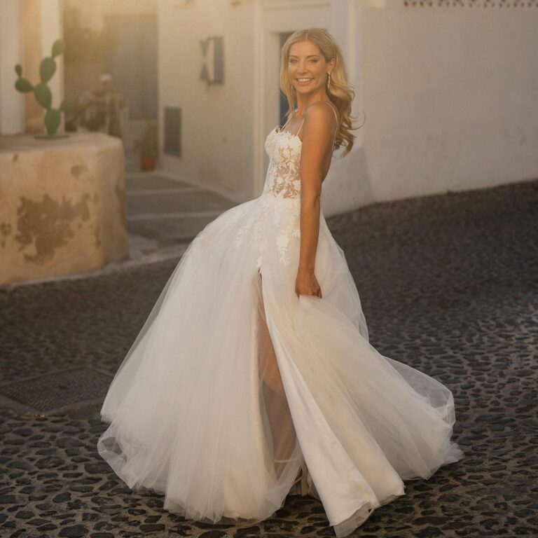 Kristie Walz wearing New Fiona gown