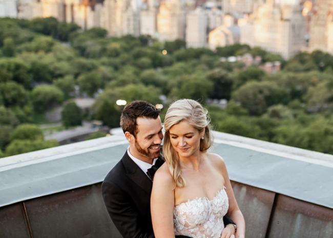 Eileen Gaffney wearing Messa gown & matching topper