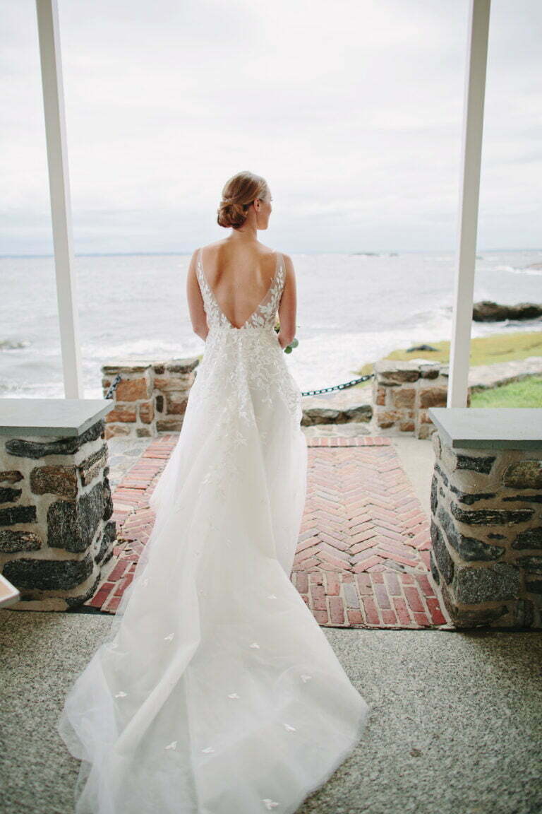 Allison Walsh wearing Elli gown