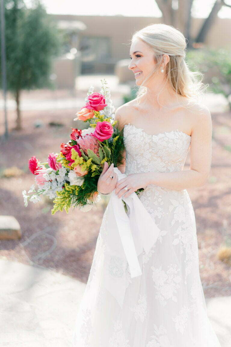 Ashley Strauss wearing Messa gown