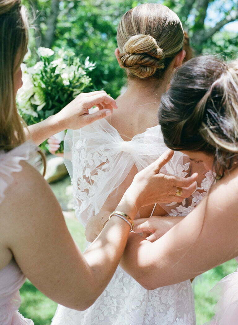 Grayson Mcphee wearing Anessa gown & matching veil & shrug
