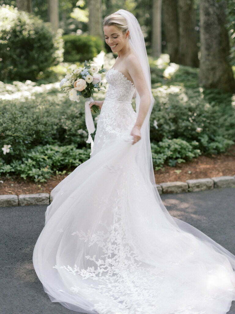 Britt Carnegie wearing Charla gown