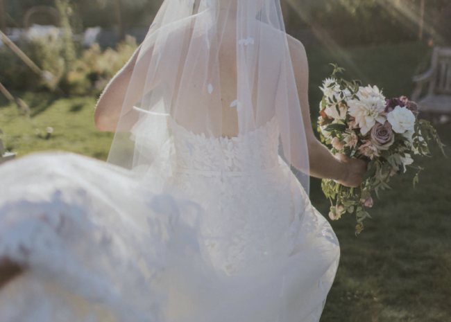 Siena McQuillan wearing Charla gown & Charla veil