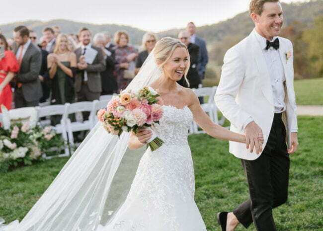 Mary Grace wearing Charla gown and Charla veil