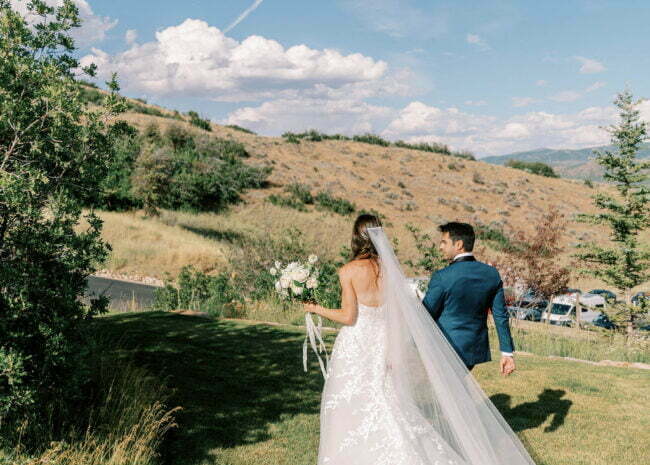 Alexa Bernstein wearing Charla gown and veil