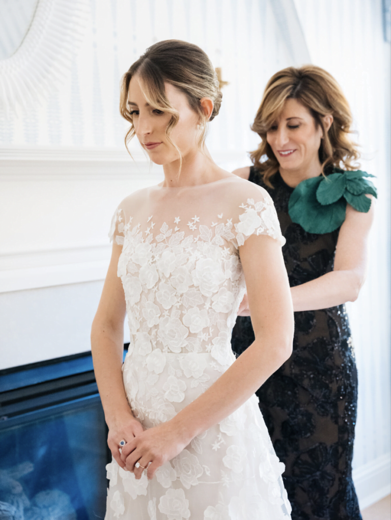 Elizabeth DiVincentis wearing custom built-in Beatrice gown