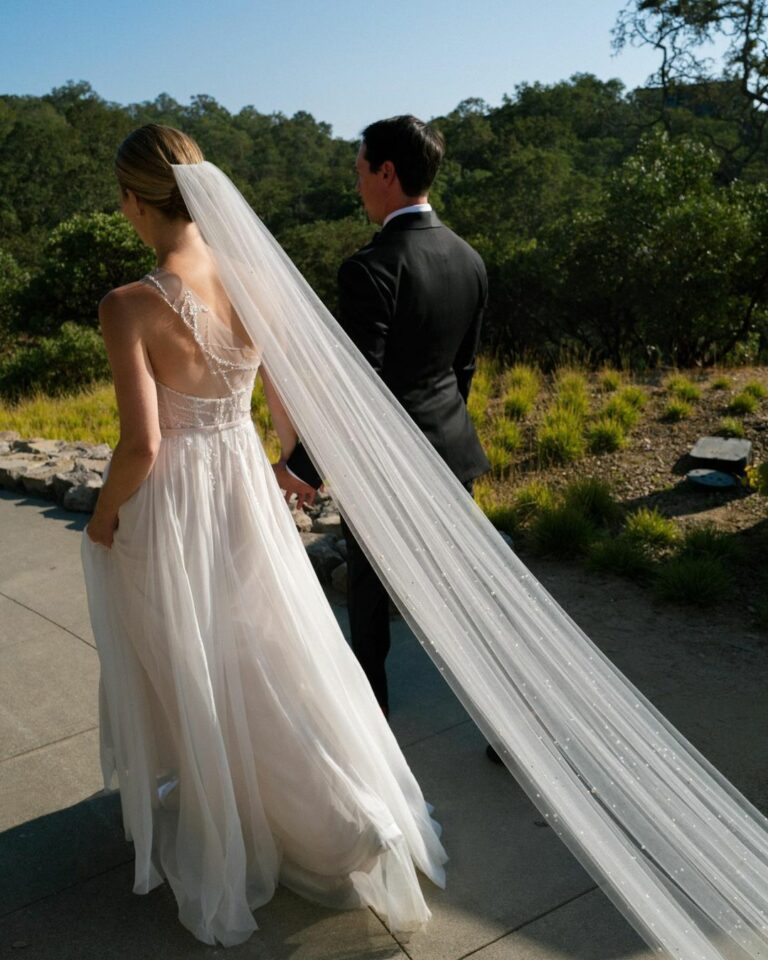 Marie Nicole wearing Eleni gown