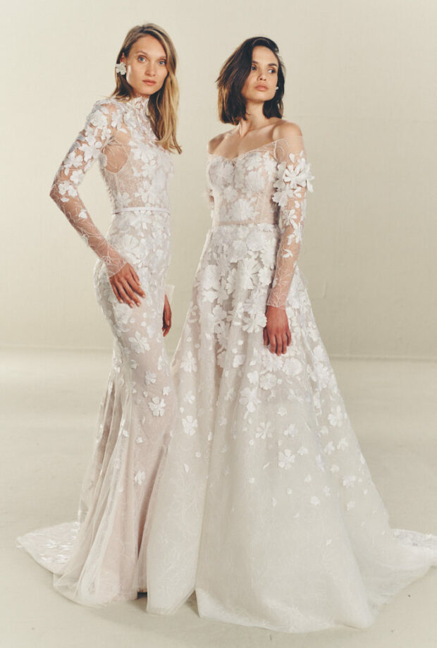 Ness & Nessia: Mira Zwillinger’s Couture Twin Bridal Gowns