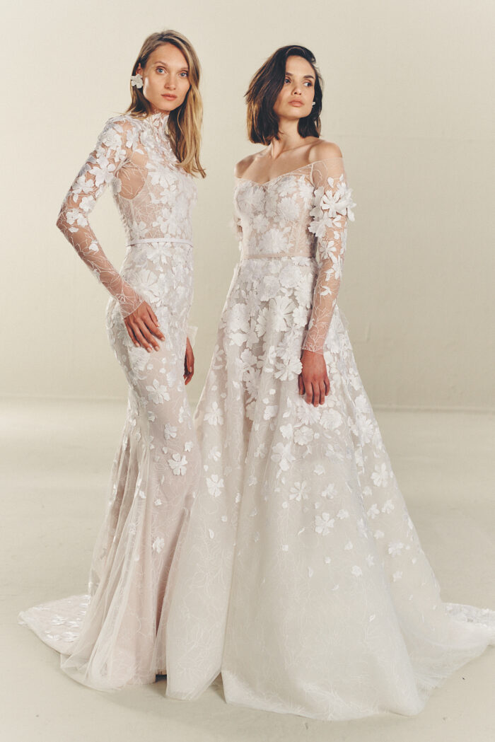 Ness & Nessia: Mira Zwillinger’s Couture Twin Bridal Gowns